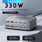 330W GaN 10-Port Desktop-Ladegerät mit LED-Schnellladegerät