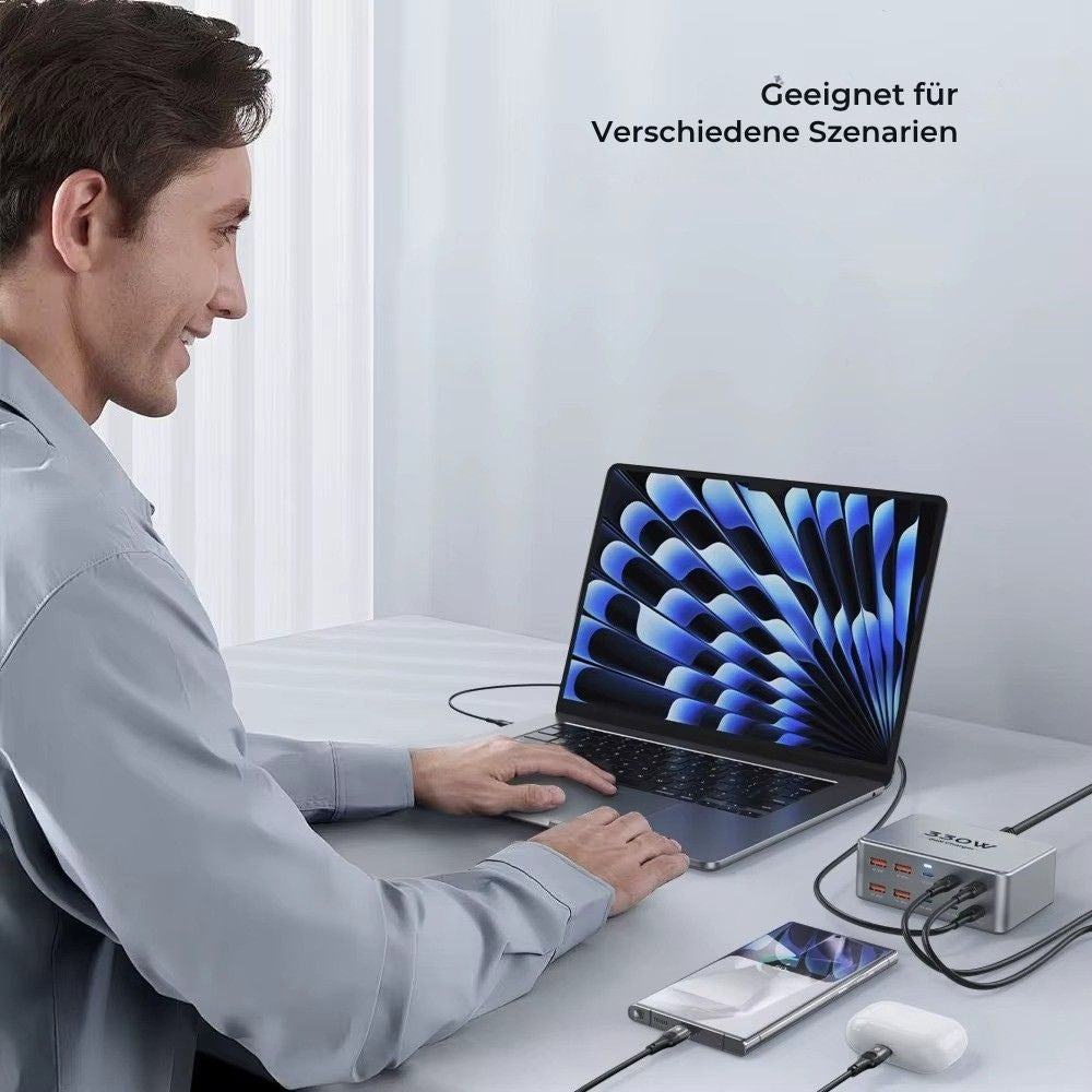 330W GaN 10-Port Desktop-Ladegerät mit LED-Schnellladegerät