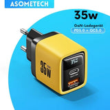 ASOMETECH 35W GaN USB-C Schnellladegerät mit LED-Display (2-Port)