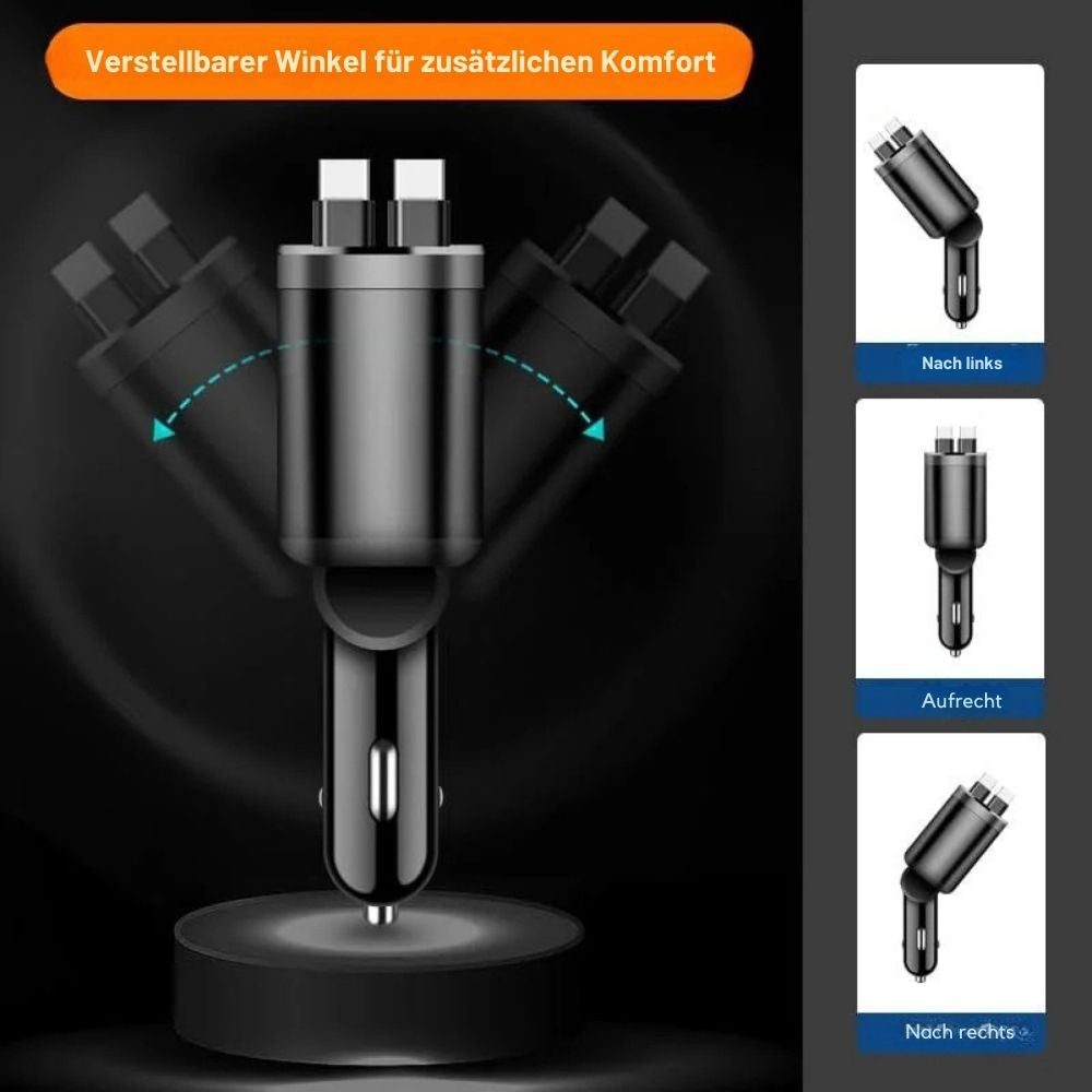 5-in-1 Autoladegerät mit einziehbaren Kabel