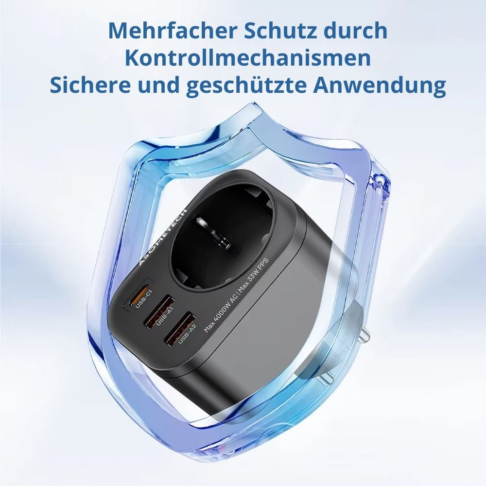 ASOMETECH 33W GaN USB-C Ladegerät mit 4000W AC-Steckdose