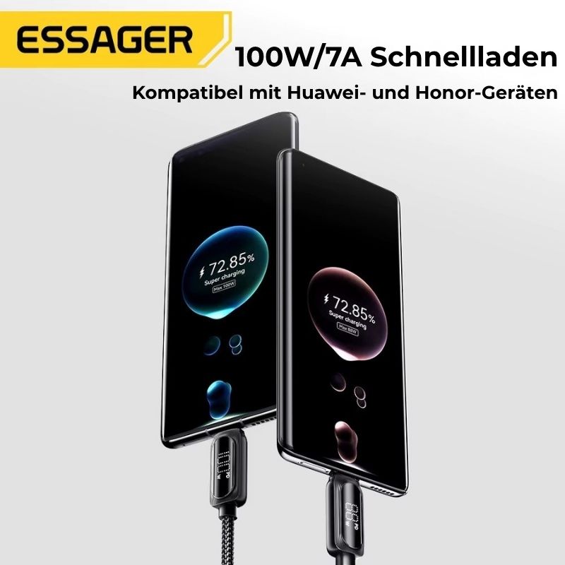 Essager 100W USB-A auf USB-C Schnellladekabel mit LED-Digitalanzeige (6A)