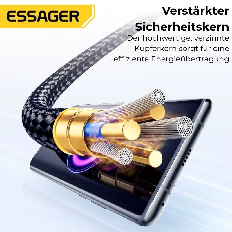 Essager 100W USB-A auf USB-C Schnellladekabel mit LED-Digitalanzeige (6A)