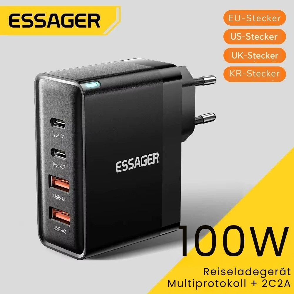 Essager 100W GaN USB-C Schnellladegerät (4-Port Desktop)
