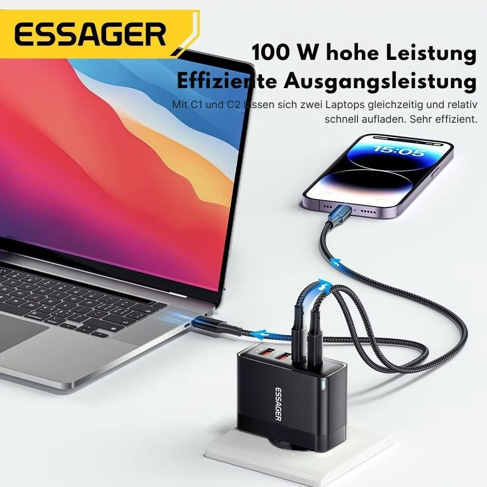 Essager 100W GaN USB-C Schnellladegerät (4-Port Desktop)