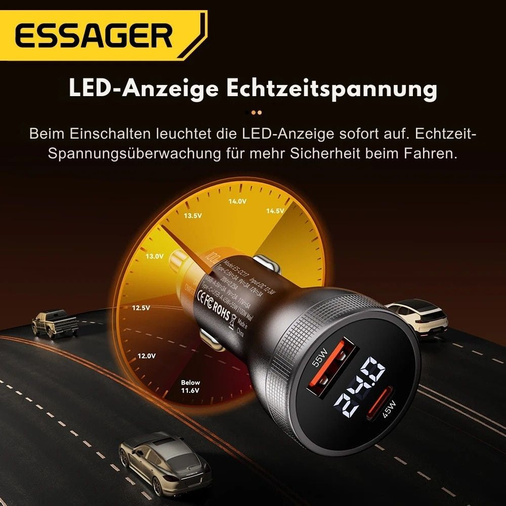 Essager 100W Autoladegerät mit USB-C PD 45W & USB