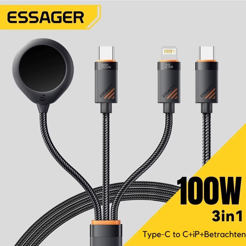 Essager 3-in-1 USB-C 100W Schnellladekabel