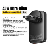 Essager 45W GaN Ultradünnes USB-C Schnellladegerät