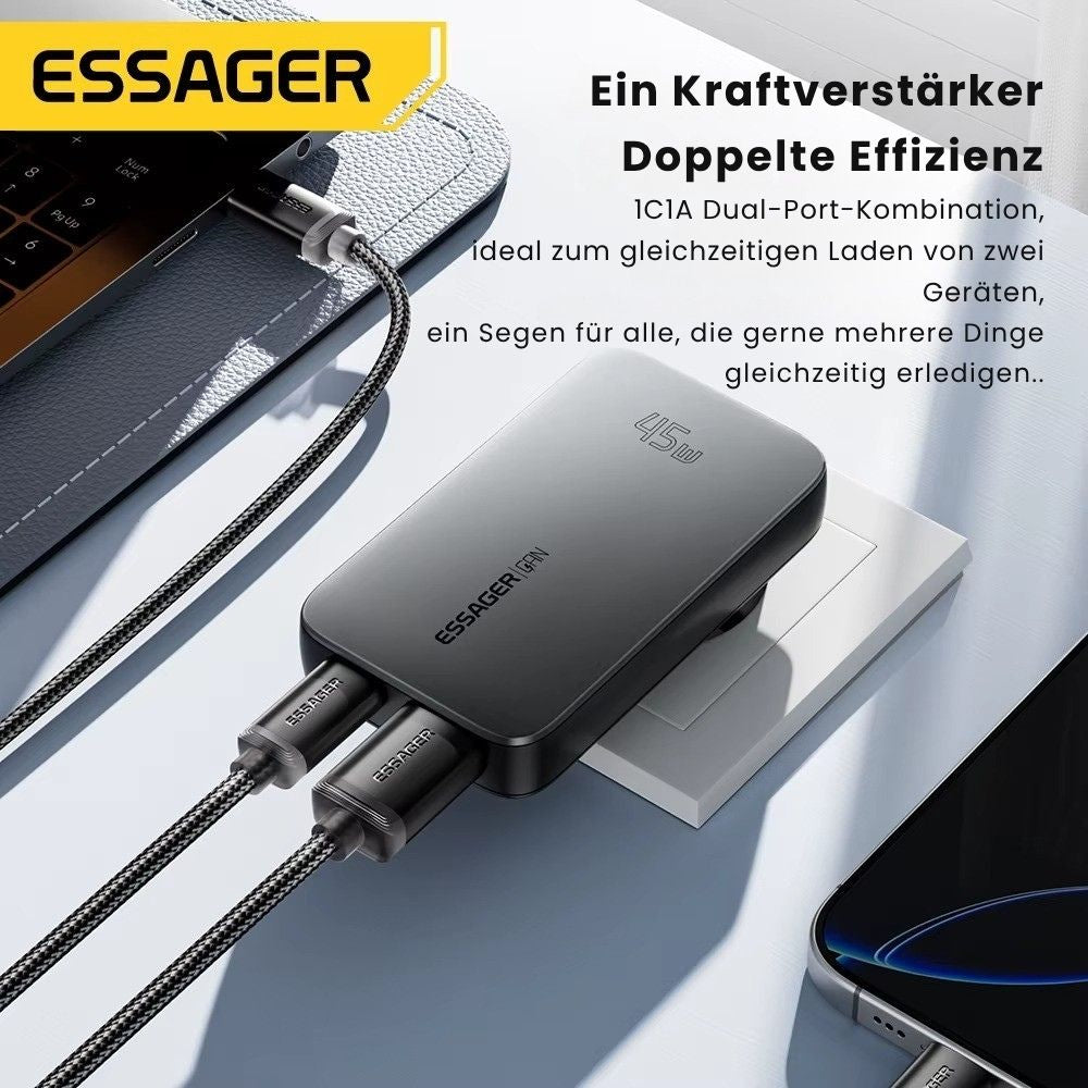 Essager 45W GaN Ultradünnes USB-C Schnellladegerät