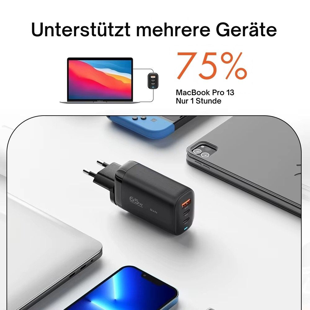 Essager 65W GaN USB-C Schnellladegerät (3-Port)