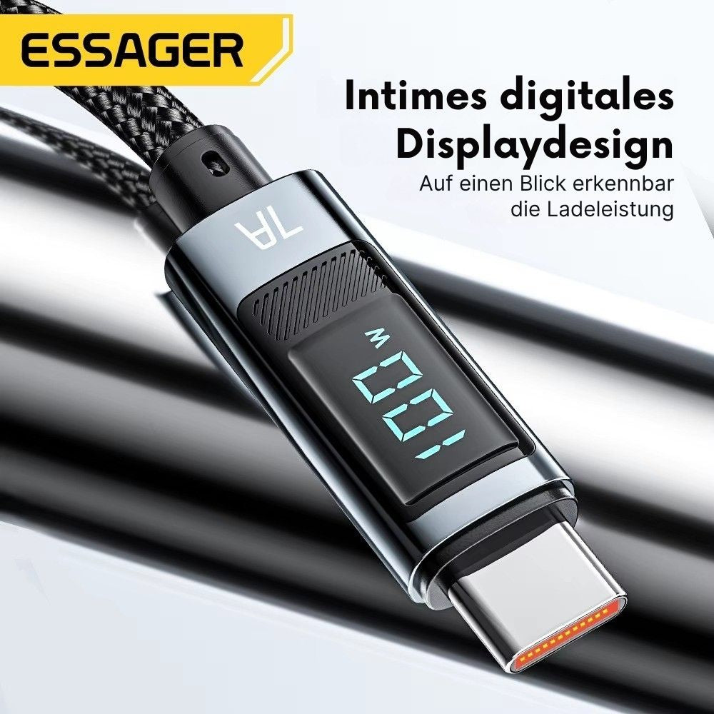 Essager 7A USB-C Ladekabel 100W mit LED-Anzeige – USB-A auf USB-C, 1m/2m