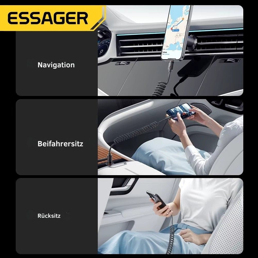 Essager Auto-Feder USB-C zu USB-C Kabel – 100W PD