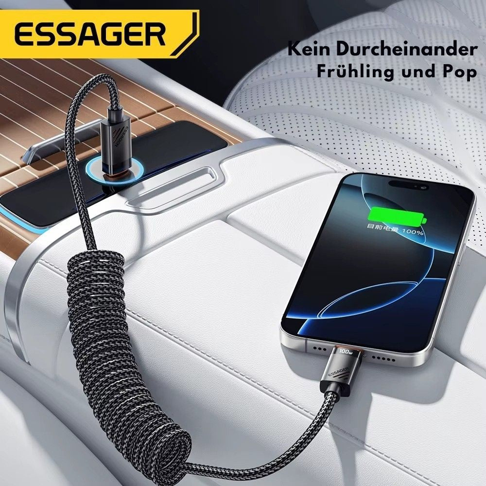 Essager Auto-Feder USB-C zu USB-C Kabel – 100W PD