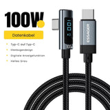 Essager 100W USB-C auf USB-C Schnellladekabel (90°-Winkel, mit LED-Display, PD 100W)