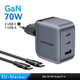 Vention 70W GaN USB-C Schnellladegerät (3-Port)