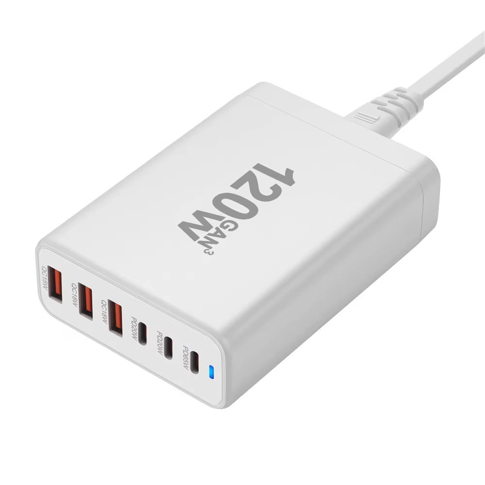 120W GaN 6-Port USB-C Schnellladegerät