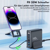 140W Toocki GaN 5-in-1 Desktop-Ladegerät mit LED
