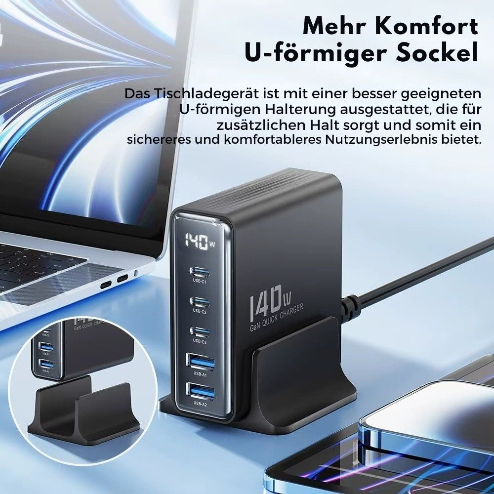140W Toocki GaN 5-in-1 Desktop-Ladegerät mit LED