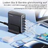 140W Toocki GaN 5-in-1 Desktop-Ladegerät mit LED