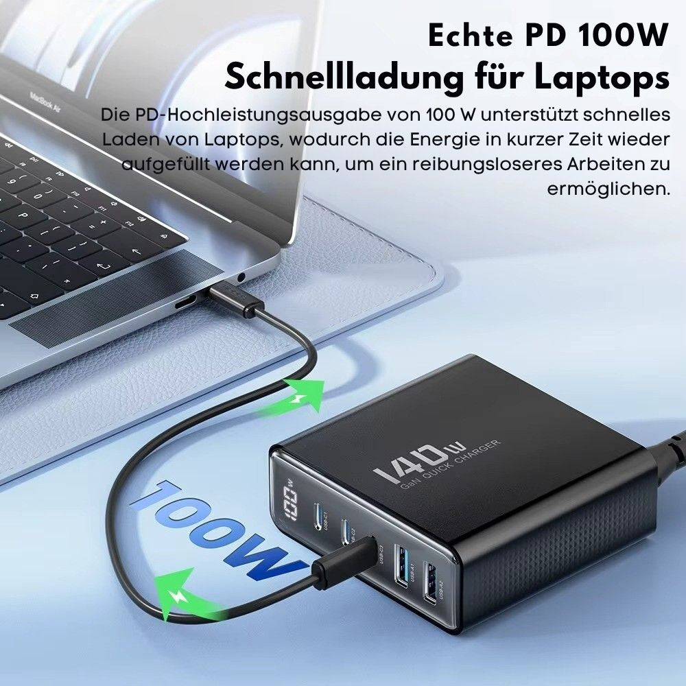 140W Toocki GaN 5-in-1 Desktop-Ladegerät mit LED