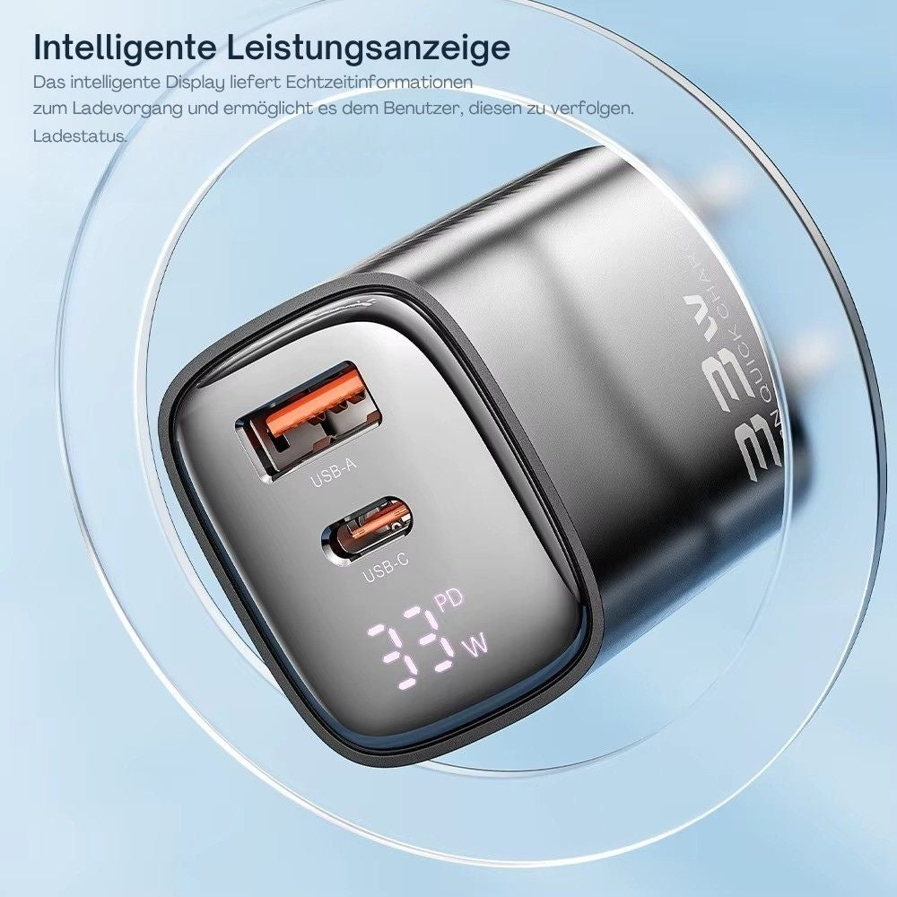 Toocki 33W GaN USB-C Schnellladegerät mit LED-Digitalanzeige