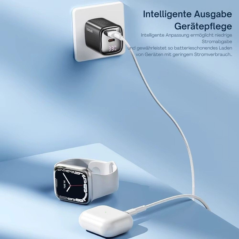 Toocki 33W GaN USB-C Schnellladegerät mit LED-Digitalanzeige