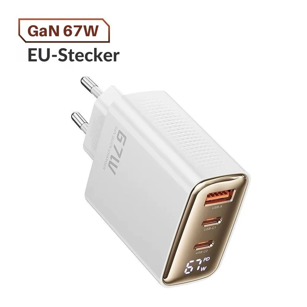 Toocki 67W GaN USB-C Schnellladegerät mit LED-Display (3-Port)