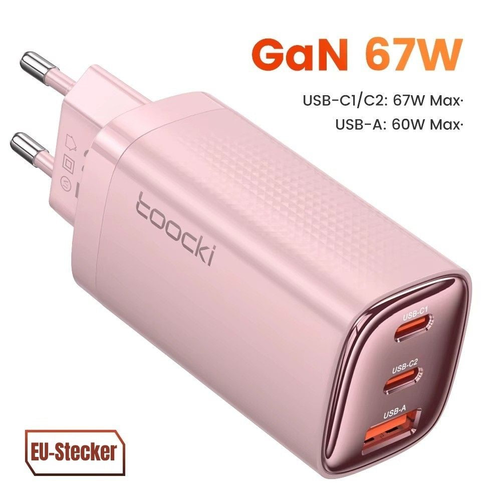 Toocki 67W GaN USB-C Schnellladegerät mit LED-Display (3-Port)