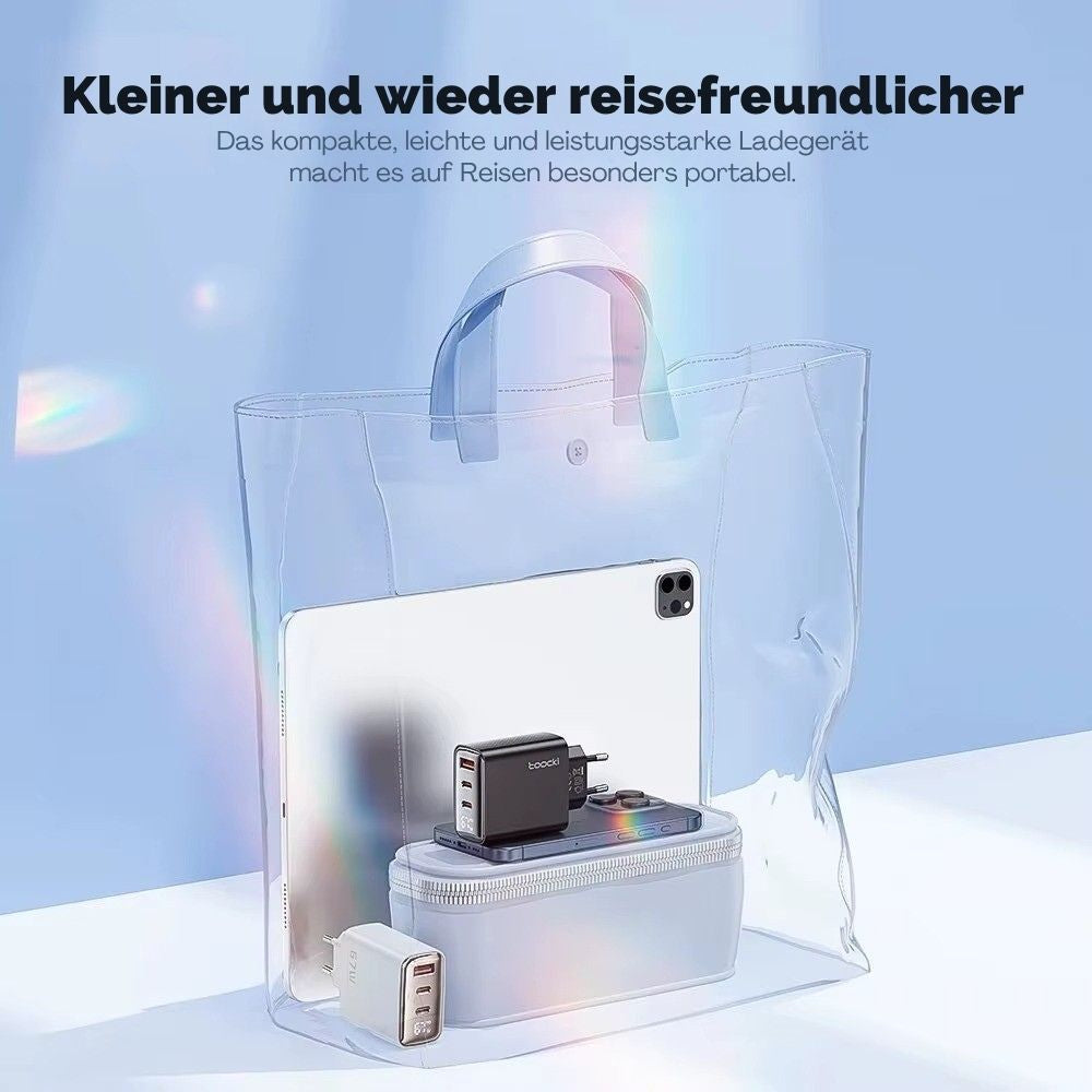Toocki 67W GaN USB-C Schnellladegerät mit LED-Display (3-Port)