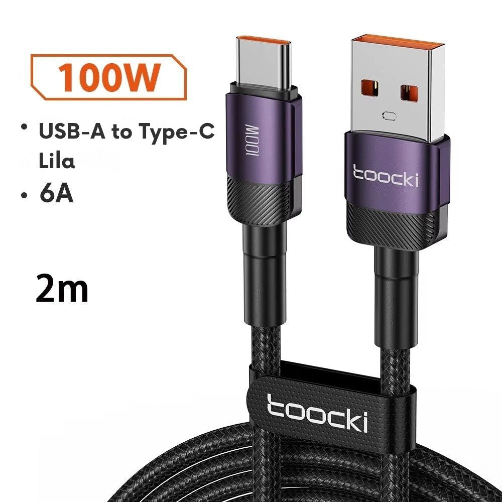 Toocki 6A USB-A auf USB-C 100W Schnellladekabel – Ladekabel & Datenkabel