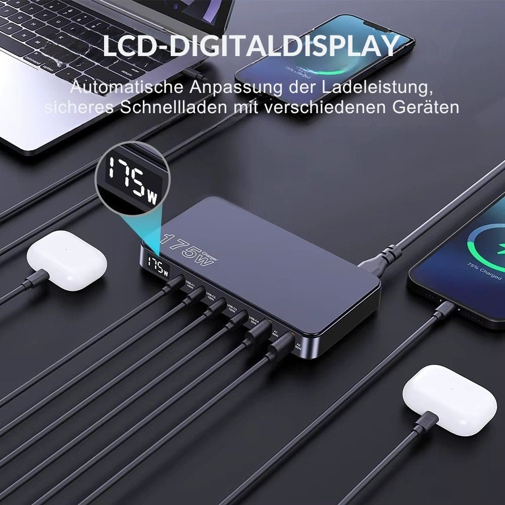 175W GaN 6-Port Desktop-Ladegerät mit LED-Schnellladegerät