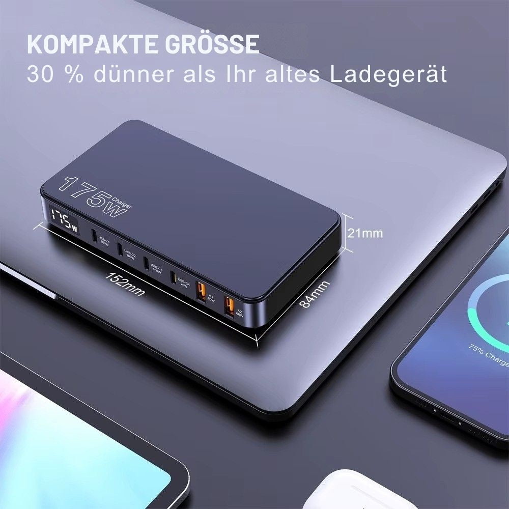 175W GaN 6-Port Desktop-Ladegerät mit LED-Schnellladegerät
