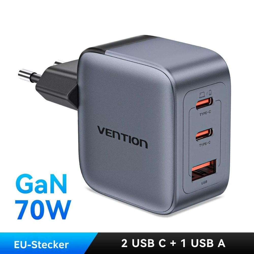 Vention 70W GaN USB-C Schnellladegerät (3-Port)