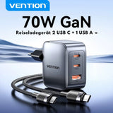 Vention 70W GaN USB-C Schnellladegerät (3-Port)