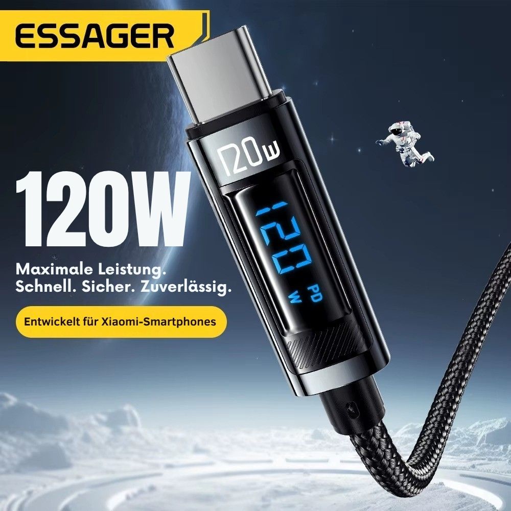 Essager 120W USB-C Kabel mit LED Digitalanzeige
