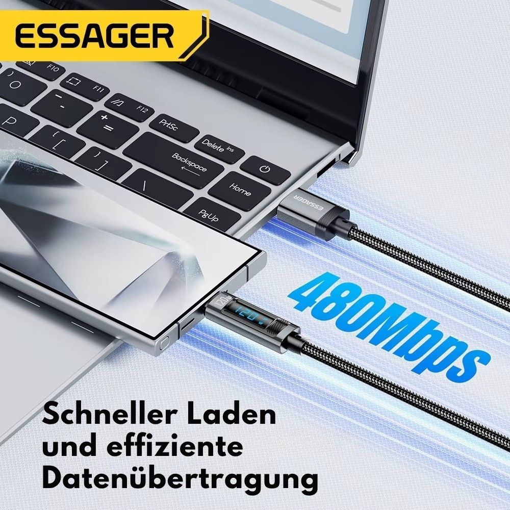 Essager 120W USB-C Kabel mit LED Digitalanzeige