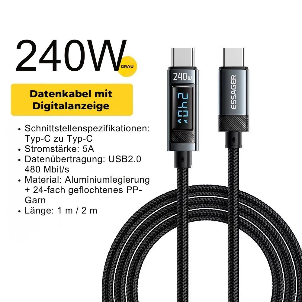 Essager 240W USB-C auf USB-C Kabel PD3.1 mit LED-Anzeige
