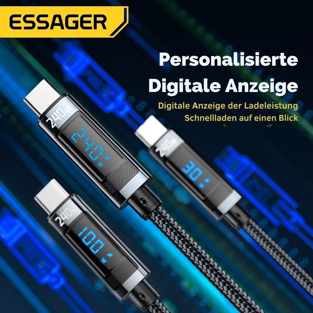 Essager 240W USB-C auf USB-C Kabel PD3.1 mit LED-Anzeige