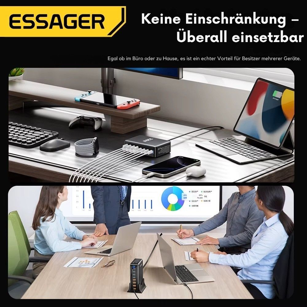 Essager 320W GaN 8-Port USB-C Desktop-Ladegerät