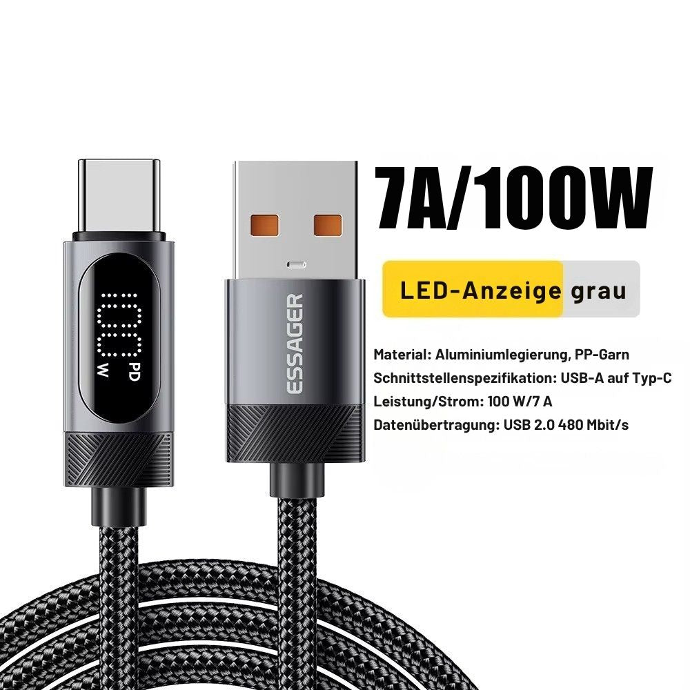 Essager 100W USB-C auf USB-C Kabel mit Digitalanzeige