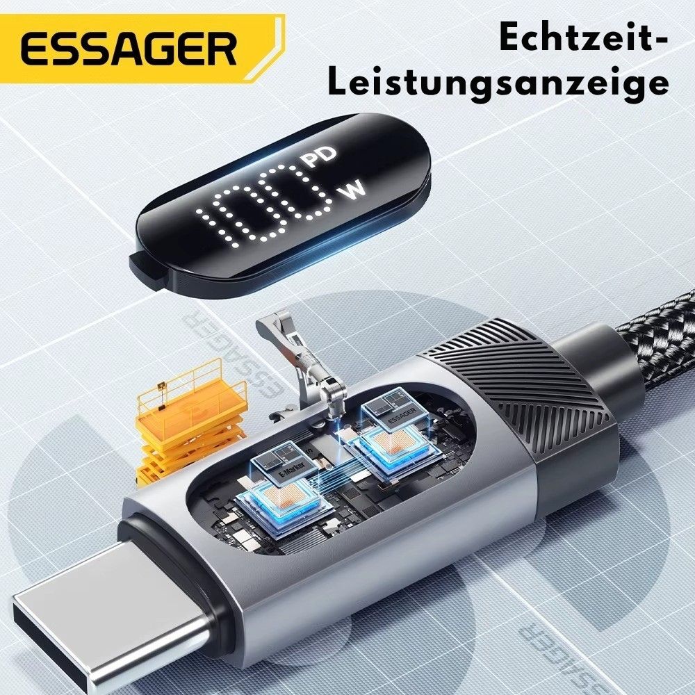 Essager 100W USB-C auf USB-C Kabel mit Digitalanzeige