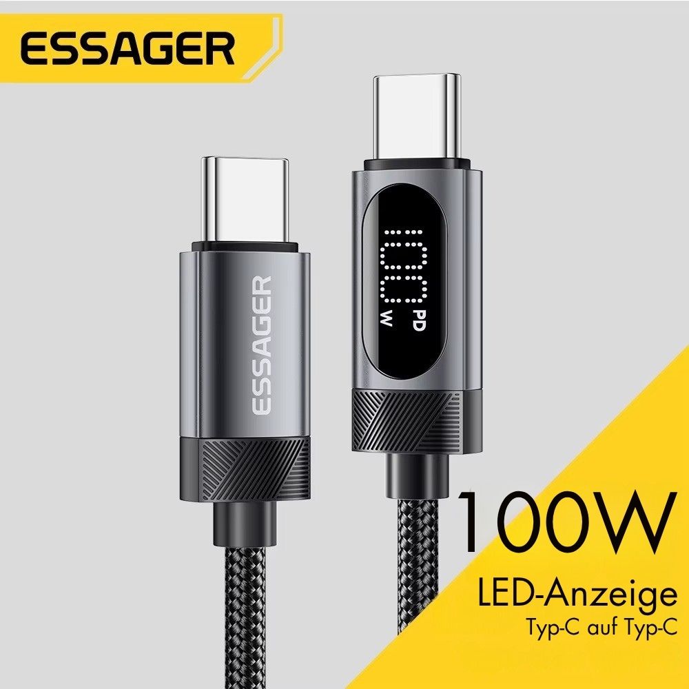 Essager 100W USB-C auf USB-C Kabel mit Digitalanzeige